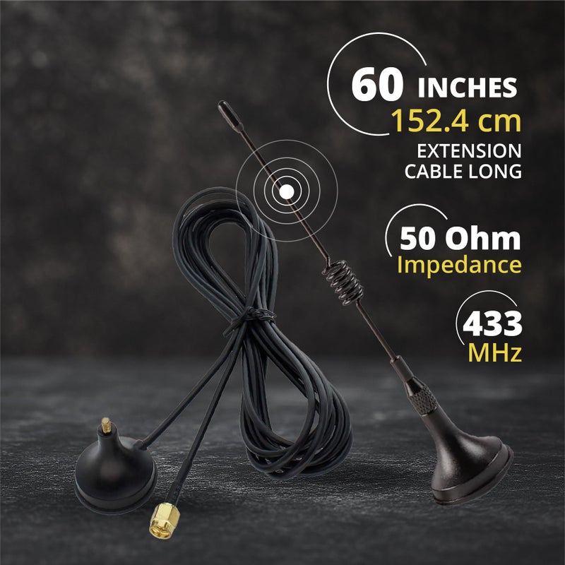 Electrodepot 433 MHz Unity Gain Omni 6-Inch Antenna with Magnetic Base and Male SMA Connector Kit â€“ 50 Ohms Impedance for Garage Gate Door Opener - Image 3